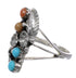 Coral And Turquoise Silver Flower Ring Size 5-3/4 AX81956
